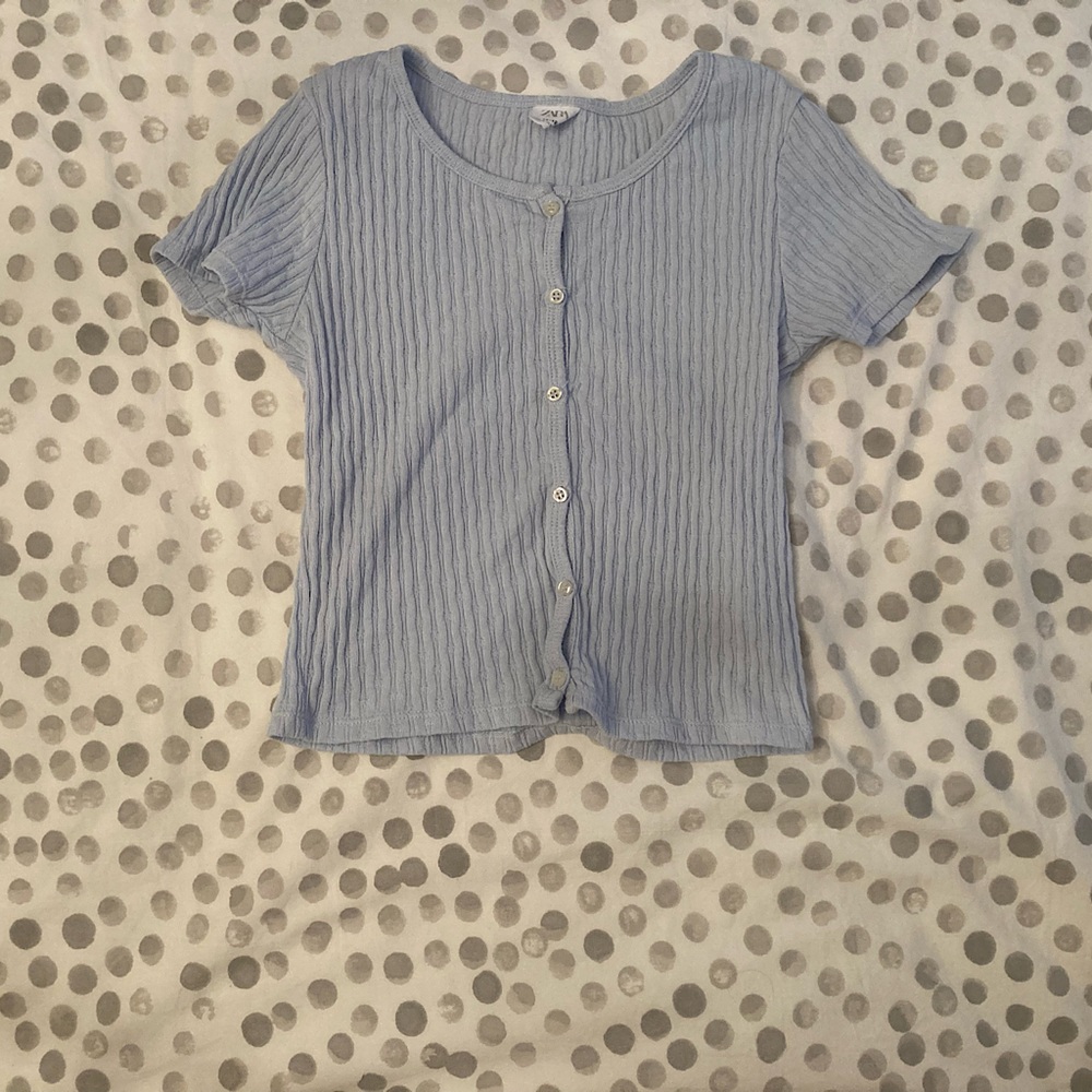 Zara kids size 11/12 light blue button up top